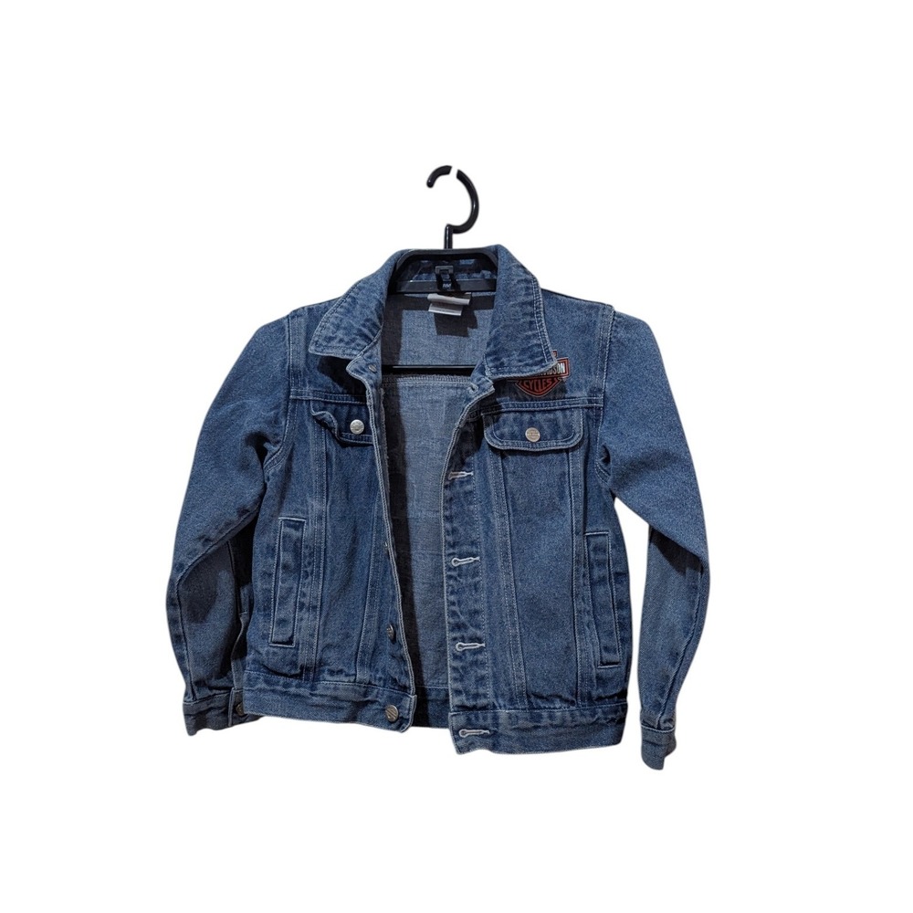 Harley Davidson Kids‎ Denim Jacket Blue Trucker Embroidered Motorcycle Size 6/7